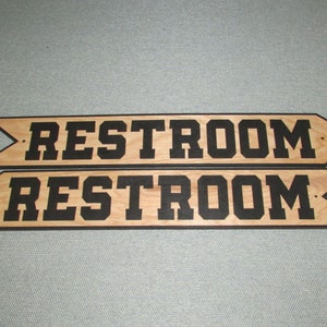 24&quot; RESTROOM ARROW, Rustic Wood Style, Choose Left or Right Direction Free Shipping