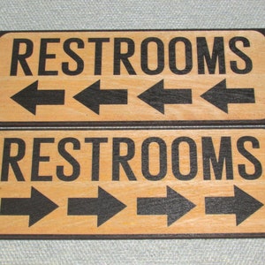 Rustic RESTROOMS Pointing Arrow Direction Sign, choose left or right arrow