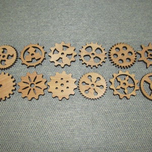 12 Custom Laser Cut 2&quot; Wood Wooden Gears Gear COG Steampunk Wall Art Decor