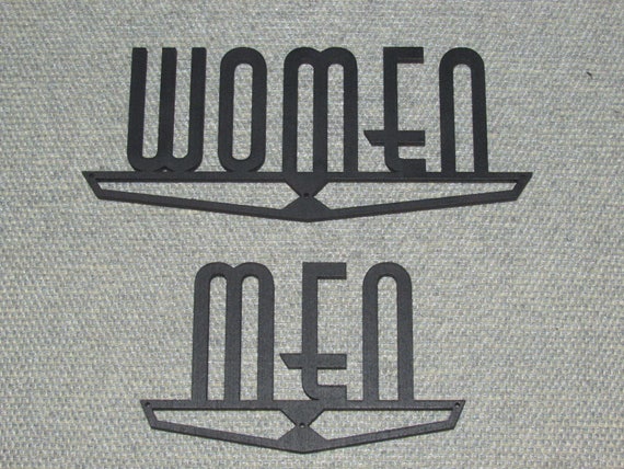 Men Women RESTROOM Door Wood Sign Set ART DECO Style | Etsy