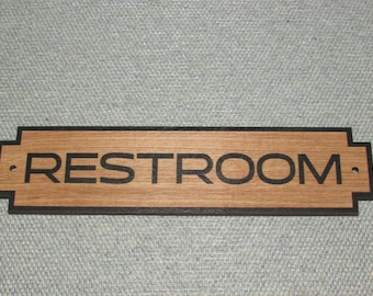 Rustic Style Wood Restroom Door Sign Modern Deco
