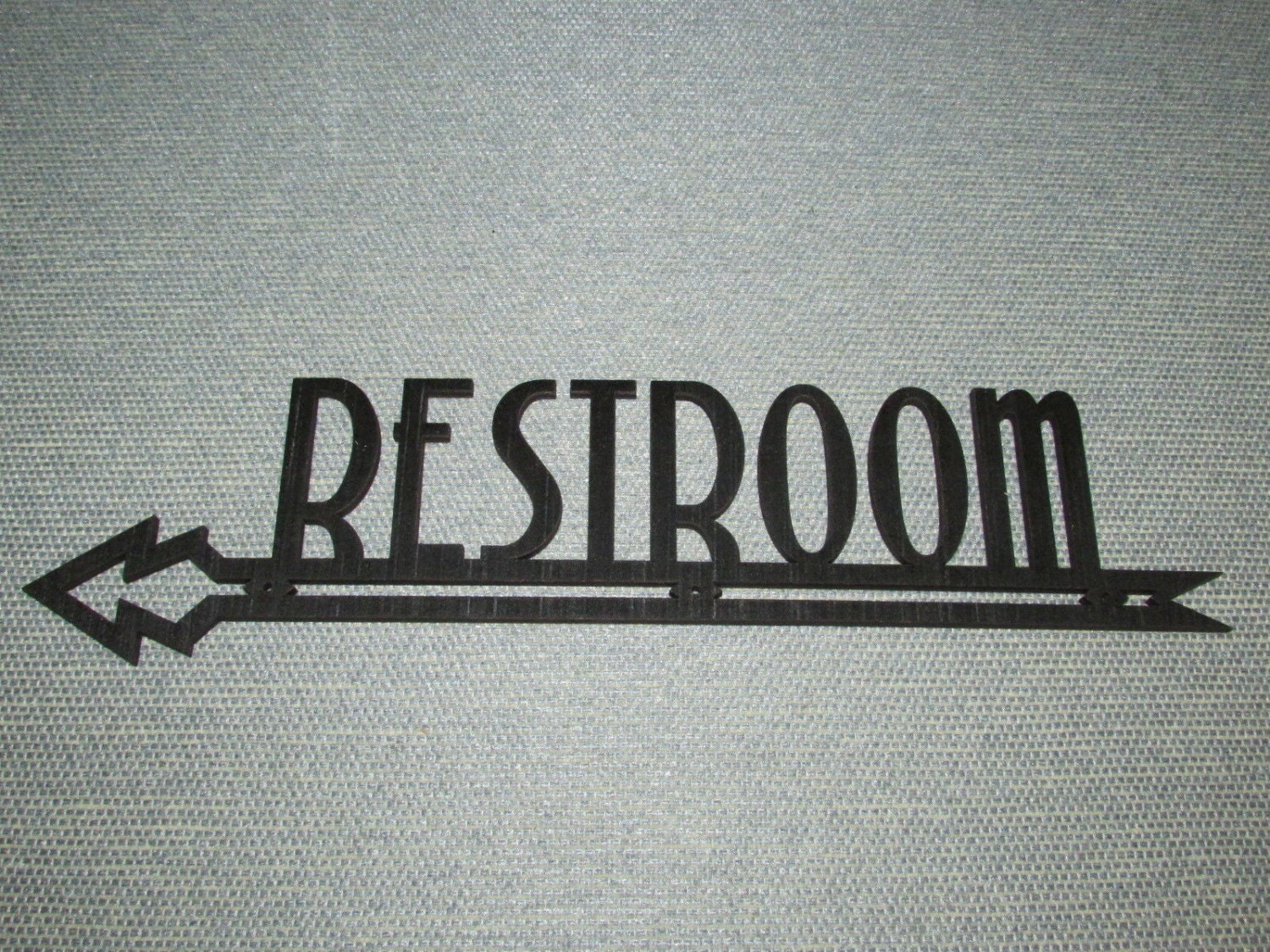 Large 24" Art Deco Style Wooden Restroom Arrow Left Pointing Sign
