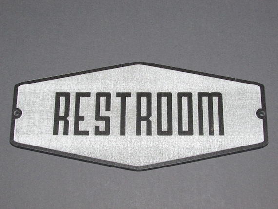 Retro Style Silver With Black Letters Restroom Sign - Etsy