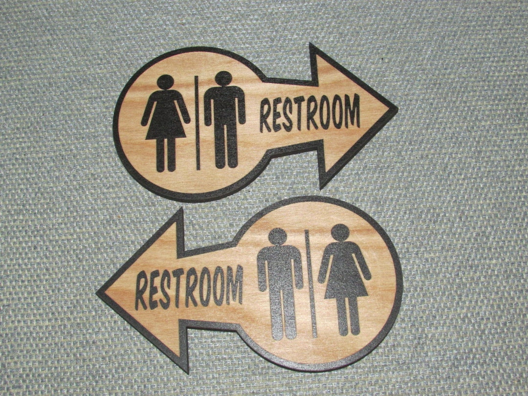 Restroom Direction Wall Sign Left or Right Made From - Etsy