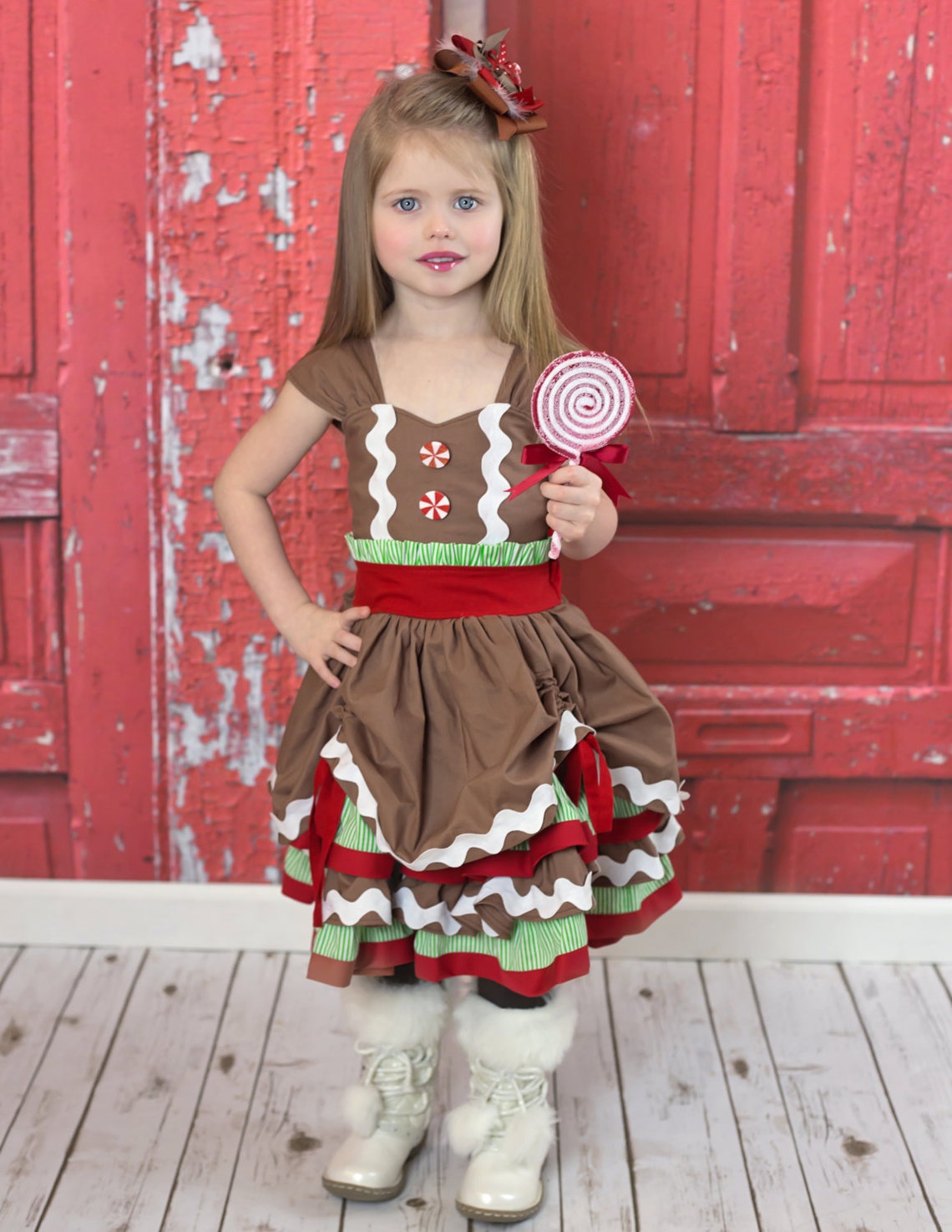 Christmas Dress Girls Dress Gingerbread Dress Etsy