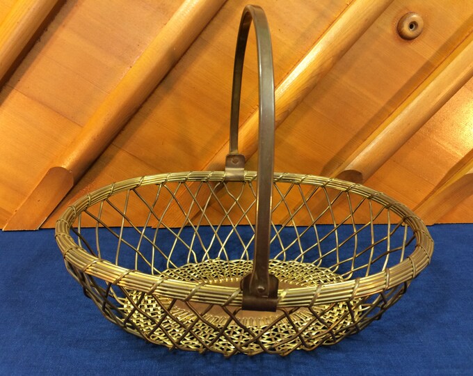 Vintage and Unique Solid Brass Woven Basket With Moveable Etsy
