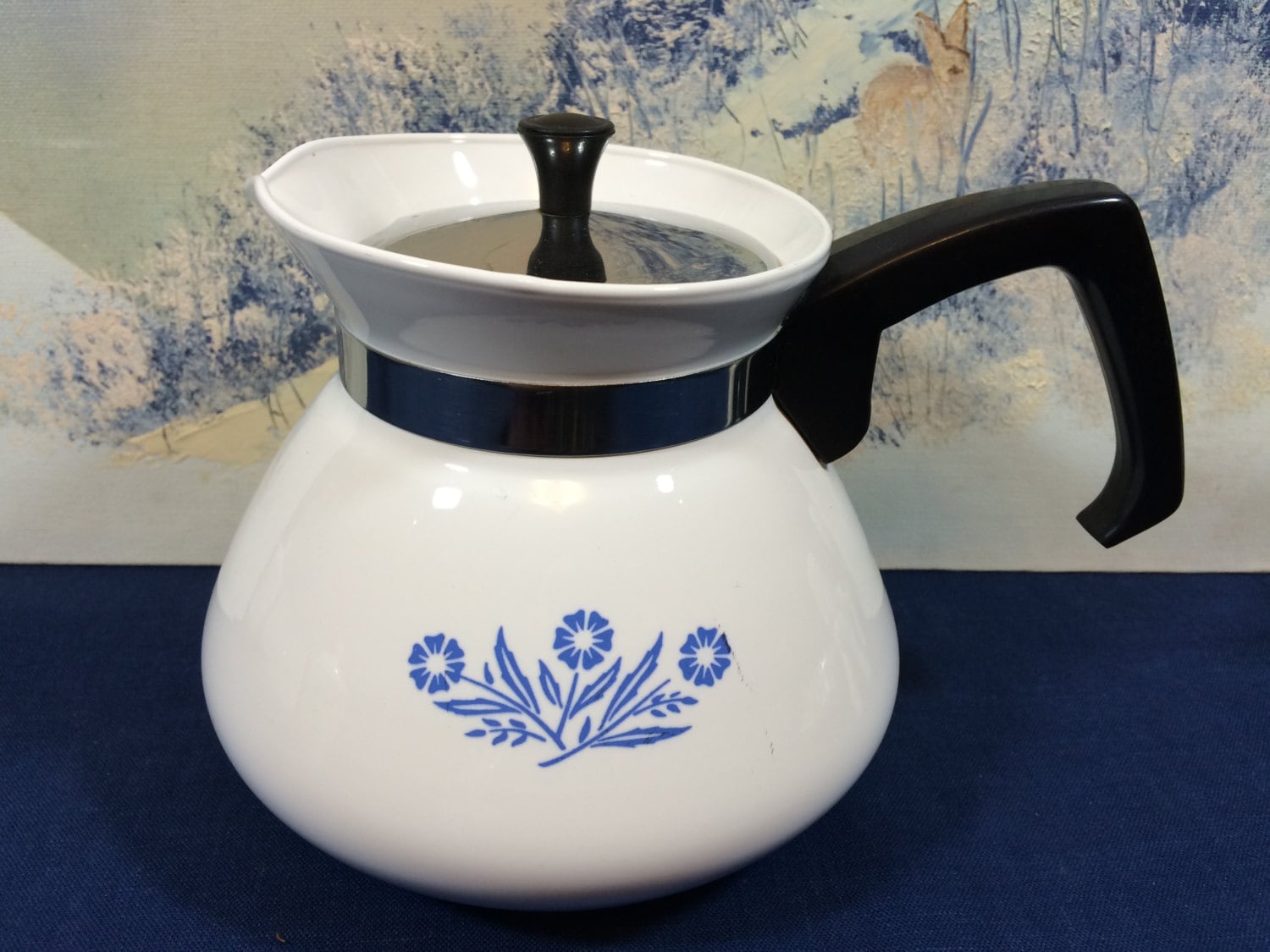 Vintage Corning Ware Teapot Blue Cornflower Blue Floral Etsy