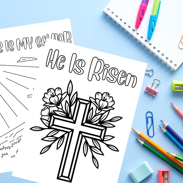 Religious Bible Easter Coloring Pages for Kids, Printable Download