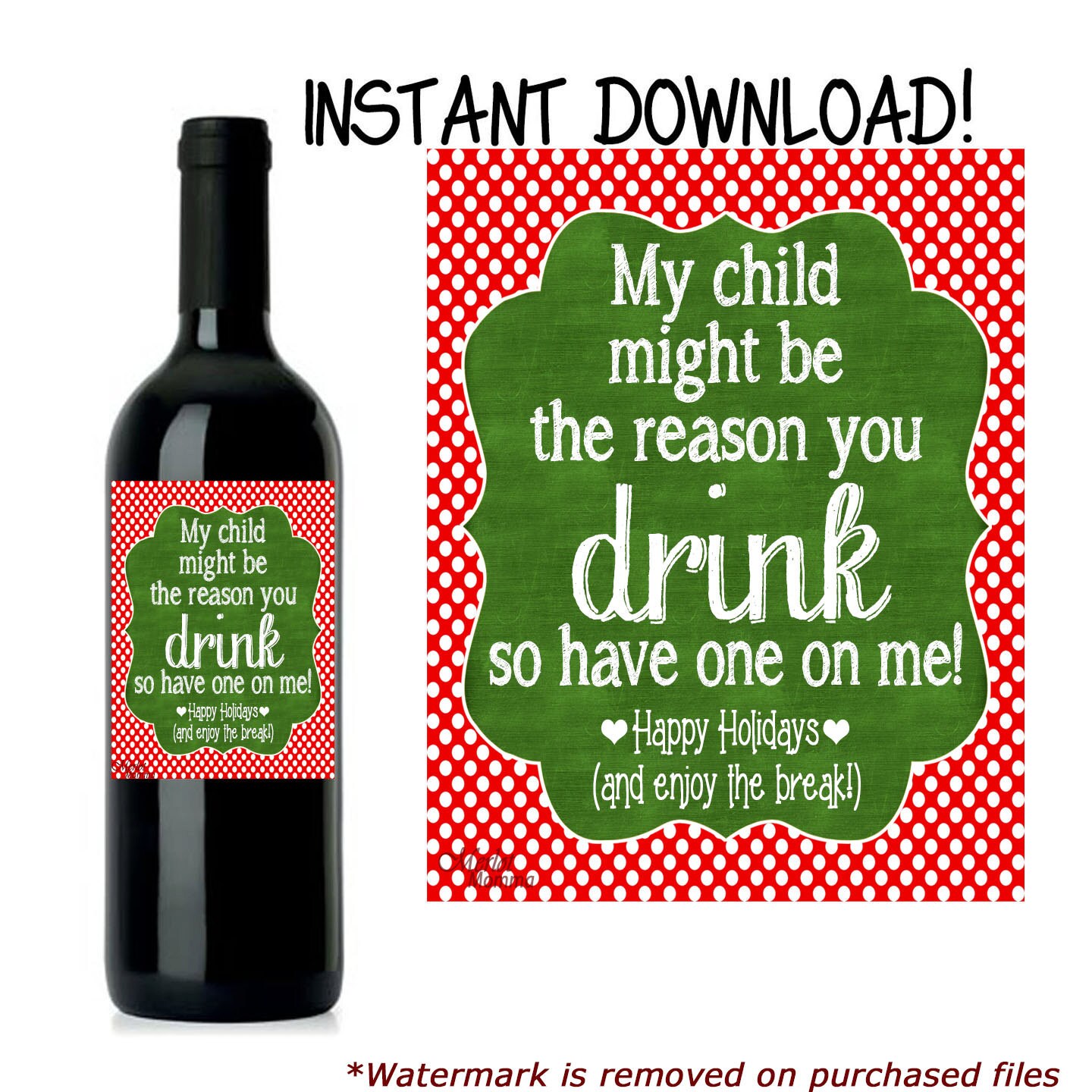 Teacher Wine Label Teacher Gift Teacher Christmas Wine Etsy