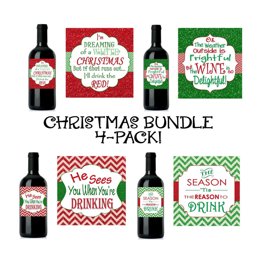 Christmas wine labels free