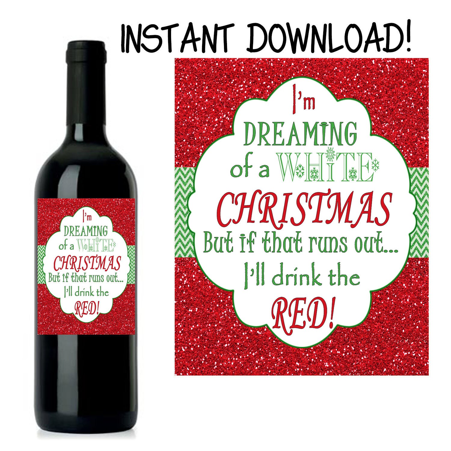 Christmas Wine Label, Custom Christmas Wine Label, Christmas Wine, Custom Wine Label, INSTANT DOWNLOAD DIY