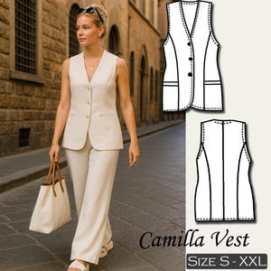 Women’s Vest Sewing Pattern “Camille” – PDF Download (Sizes S–XXL)