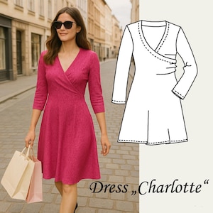Sewing Pattern “Charlotte” Dress | Sizes S–XL (EU 36–50) | PDF A4 & A0 with Illustrated Instructions | Instant Download