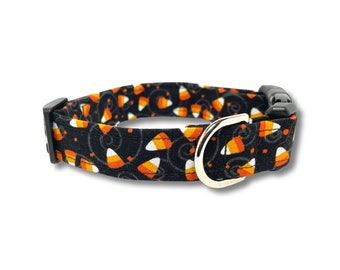 Halloween Dog Collar: Candy Corn Print, Adjustable Pet Collar