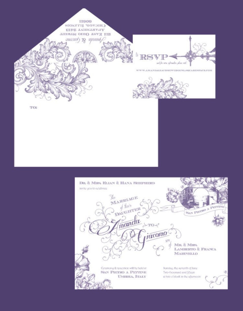 Custom Wedding Invitation /& RSVP Card