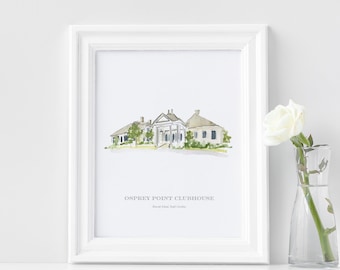 Osprey Point Watercolor | Charleston Venue | Venue Watercolor | Kiawah Wedding | Charleston Wedding | Charleston Watercolor