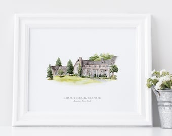 Troutbeck Manor Watercolor | Amenia | Venue Illustration | Venue Watercolor | Troutbeck Wedding |  Wedding | Amenia Watercolor