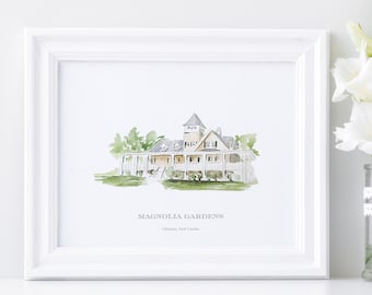 Magnolia Garden Watercolor | Charleston Venue | Venue Watercolor | Magnolia Wedding | Charleston Wedding | Charleston Watercolor