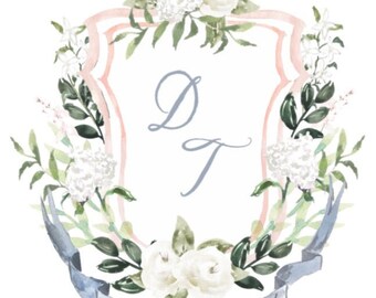 Custom Watercolor Crest | Custom Crest | Watercolor Wedding Crest | Wedding Crest | Wedding Heraldry | Wedding Monogram | Custom Monogram