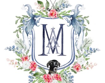 Custom Watercolor Crest | Custom Crest | Watercolor Wedding Crest | Wedding Crest | Wedding Heraldry | Wedding Monogram | Custom Monogram