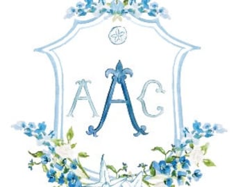 Custom Watercolor Crest | Custom Crest | Watercolor Wedding Crest | Wedding Crest | Wedding Heraldry | Wedding Monogram | Custom Monogram