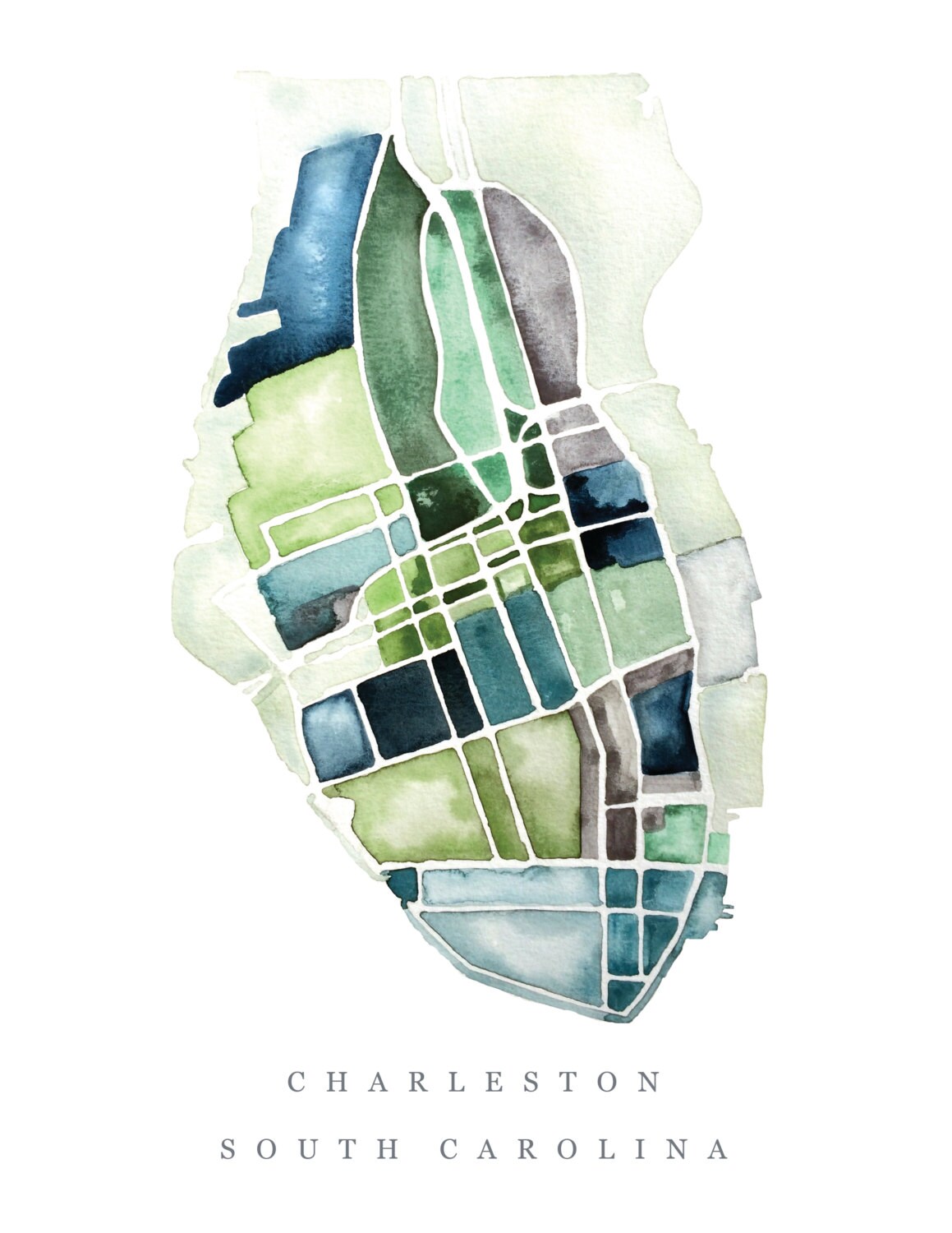Charleston Peninsula Watercolor Print - Etsy