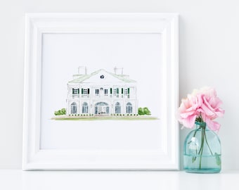Lowndes Grove Watercolor | Charleston Venue | Venue Watercolor | Lowndes Grove Wedding | Charleston Wedding | Charleston Watercolor