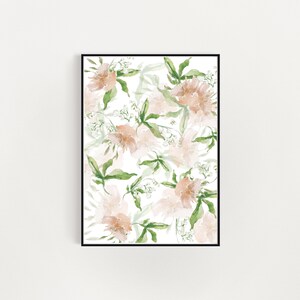 Pink Floral Pattern Greenery Farmhouse Nursery Botanical Flower Watercolor Boho