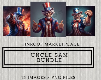 Uncle Sam Art Bundle Hochwertige Uncle Sam Digitale Bilder Kommerzielle Nutzung Digitaler Download Print on Demand Patriotische Wandkunst Samsung TV
