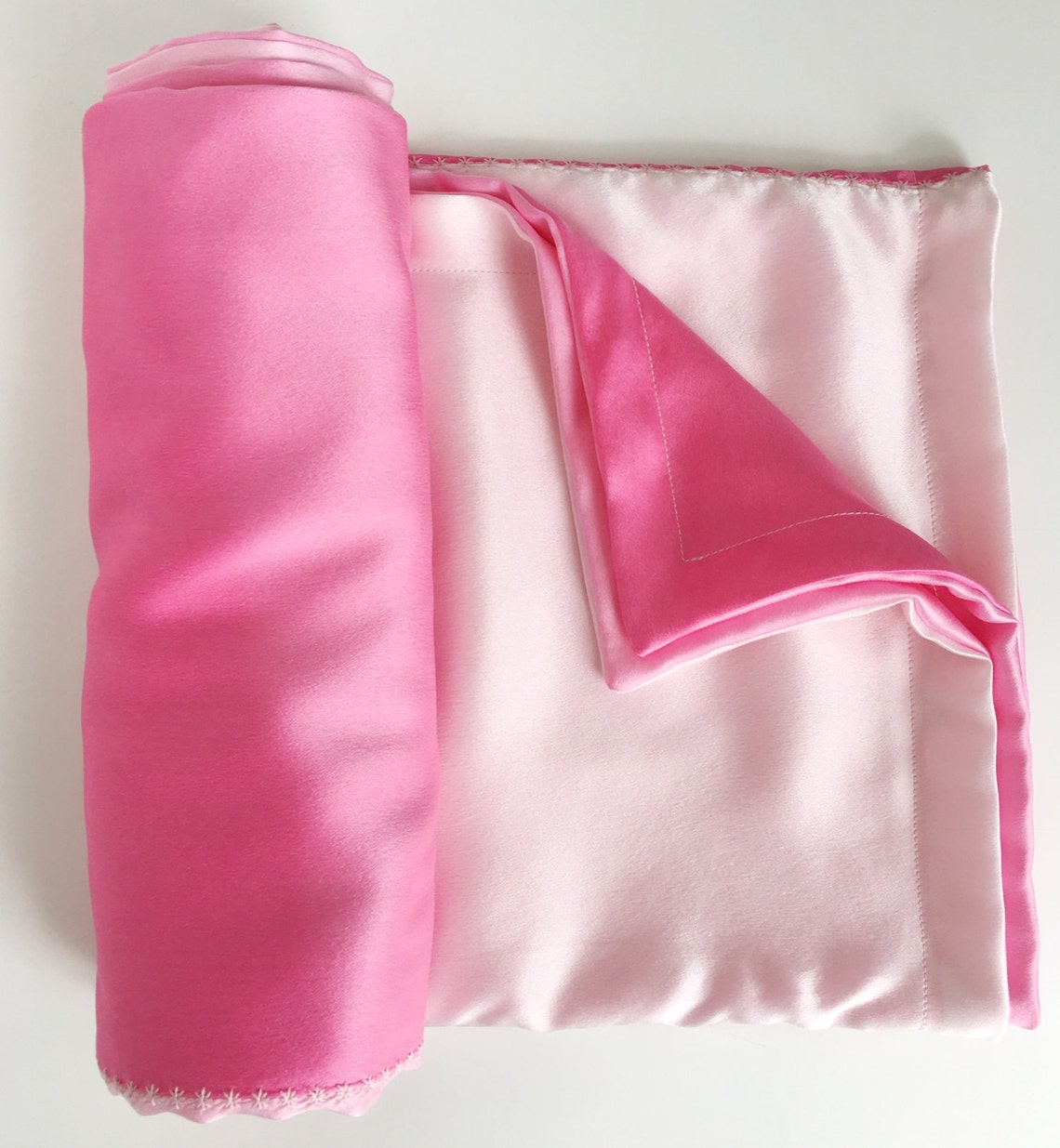 Silk Satin Baby Blanket Pink Ombré Baby Blanket Natural Baby Blanket