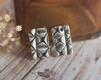 Fine silver abstract earring charms | artisan DIY jewelry supplies | jewelry findings | silver findings | artisan fine silver | one pair