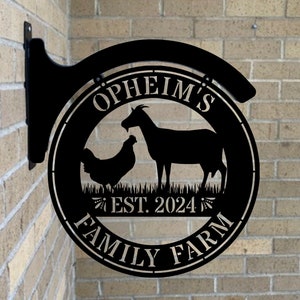 Hanging Chicken And Goat Sign Personalized | Goat And Chicken Metal Wall Art |Chicken and Goat Ranch Farm Sign | Goat And Chicken Metal Sign