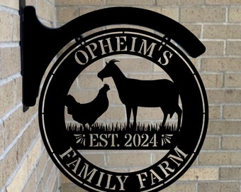 Hanging Chicken And Goat Sign Personalized | Goat And Chicken Metal Wall Art |Chicken and Goat Ranch Farm Sign | Goat And Chicken Metal Sign