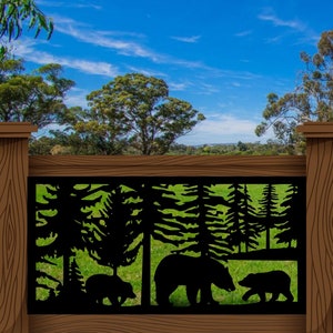 Bear Scenery Railing Metal Insert, Metal Panel, Metal Privacy Screen, Fence, Decorative Panel, Wall Art, Garden Panel, Indoor & Outdoor