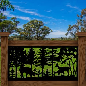 Deer Scenery Railing Metal Insert, Metal Panel, Metal Privacy Screen, Fence, Decorative Panel, Wall Art, Garden Panel, Indoor & Outdoor