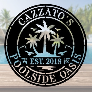 Personalized Metal Poolside Sign | Metal Swimming Pool Sign | Metal Backyard Sign | Custom Backyard Sign | Custom Poolside Sign