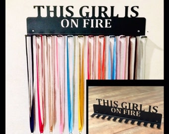 Gymnastics / This Girl Is On Fire- Medal Hanger Holder Display Rack 12 hooks