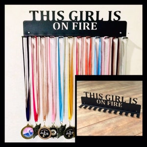 Gymnastics / This Girl Is On Fire- Medal Hanger Holder Display Rack 12 hooks