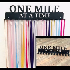 Running Marathon One Mile At A Time - Medal Hanger Holder Display Rack 12 HOOKS