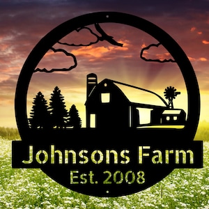 Metal Farm Sign ,Barn - Personalized Family Name Metal Sign - Wedding Gift - Personalized Gift - Metal Wall Art