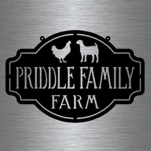 Metal FARM SIGN , Goat and Chicken - Personalized Family Name Metal Sign - Housewarming Gift - Wedding Gift - Personalized Gift
