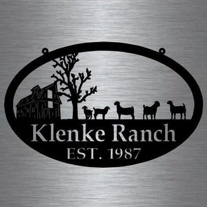 Metal FARM SIGN , Goats - Personalized Family Name Metal Sign - Housewarming Gift - Wedding Gift - Personalized Gift - Metal Wall Art