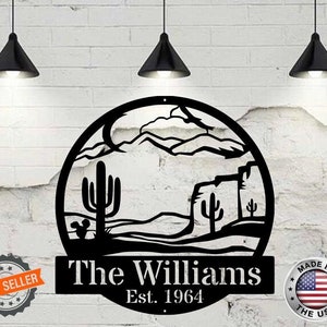 Personalized Cactus Metal Sign, Cactus Monogram Sign, Cactus Wall Decor, Metal Sign, Metal Wall Signs, Gifts, Wall Decor