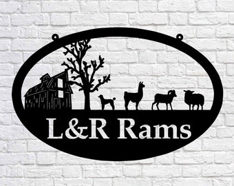 Market Show Lamb Farm Farmhouse Metal Sign Wall Art Print Personalized Sheep Family Name Sign