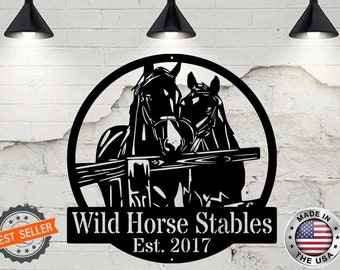 Personalized Horse Metal Wall Art, Custom Horse Farm Name Sign, Decoration For Living Room, Farmer Decor, Home Horse Lover