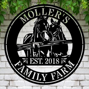 Personalized Horse Metal Wall Art, Custom Horse Farm Name Sign, Decoration For Living Room, Farmer Decor, Home Horse Lover