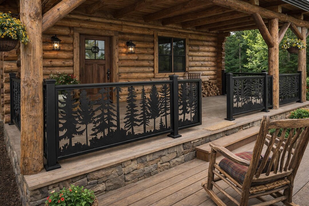 Decorative Rustic Tree Railing Metal Insert, Metal Panel, Metal Privacy ...
