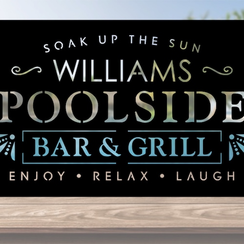 Personalized Metal Poolside Sign Metal Swimming Pool Sign Etsy