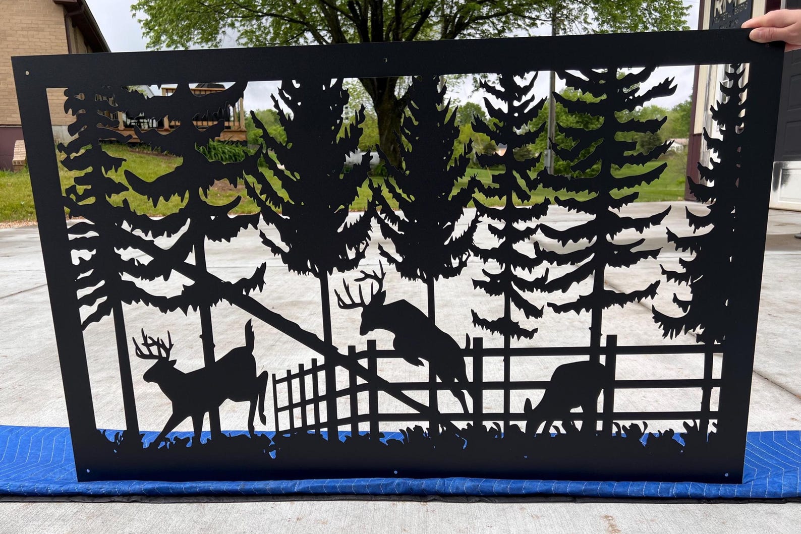 Deer Scenery Railing Metal Insert, Metal Panel, Metal Privacy Screen ...