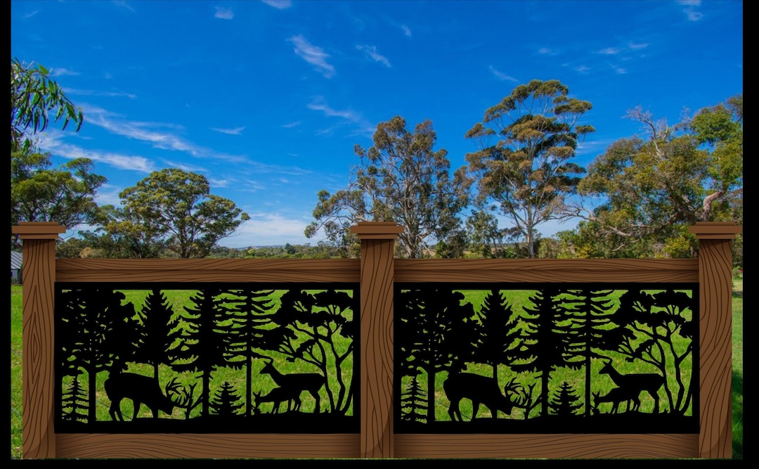 Deer Scenery Railing Metal Insert, Metal Panel, Metal Privacy Screen ...